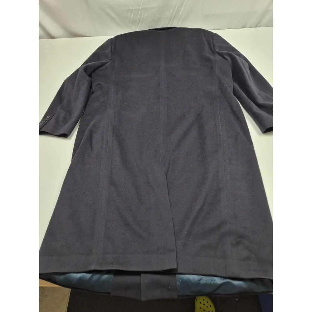 Saks Fifth Avenue Loro Piana Coat Mens 46R Blue Wool Long Overcoat Made USA